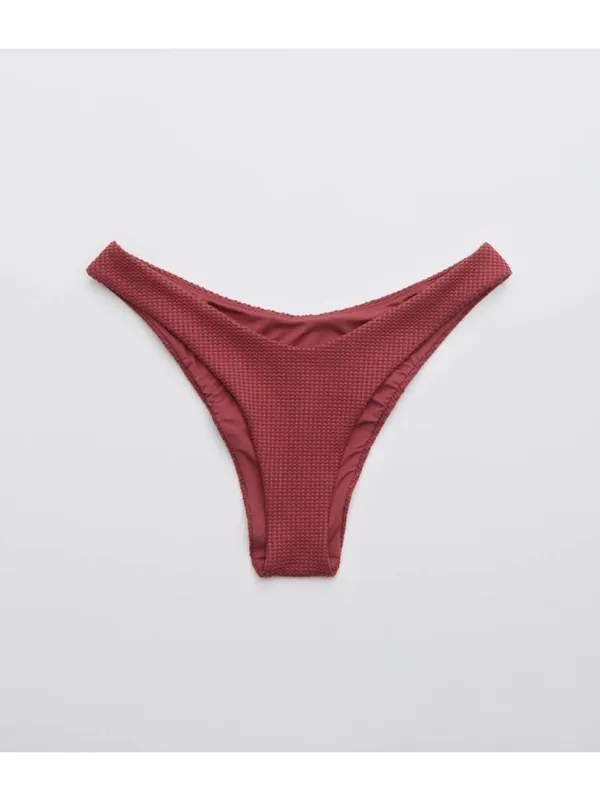 NWT Aerie High-Cut Cheekier Waffle Bikini Bottom in Red Brick Size: Extra Large - Image 6