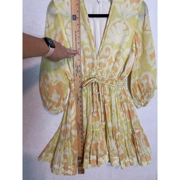 Alexis Capri Yellow Orange Abstract V-Neck Mini Dress $598 flowy coquette XS - Image 11