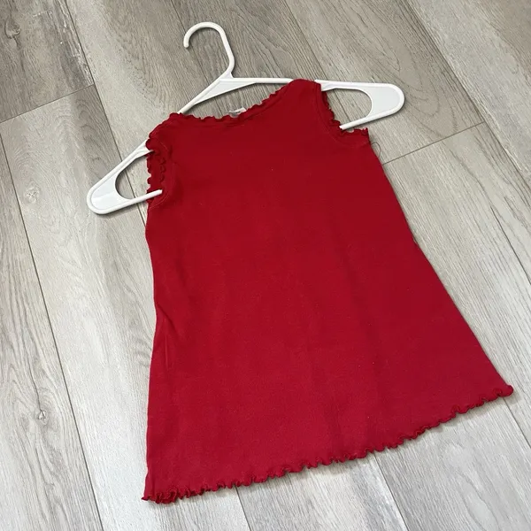 Italia Tank Top cotton sequin ruffle womens Red (size 2) blokecore euro y2k vtg - Image 4