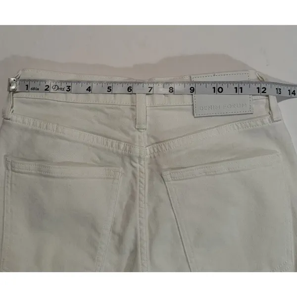 Aritzia Denim Forum Jeans Sz 25x28L Twiggy High Rise Flare White Retro Festival‎ - Image 5