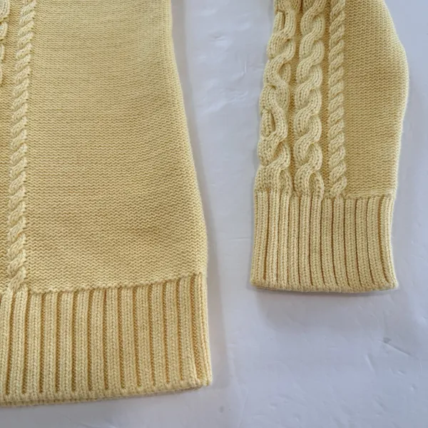 LL Bean Yellow Double L Mixed Cable Cotton Crew Neck Pullover Sweater Size LARGE - Image 5