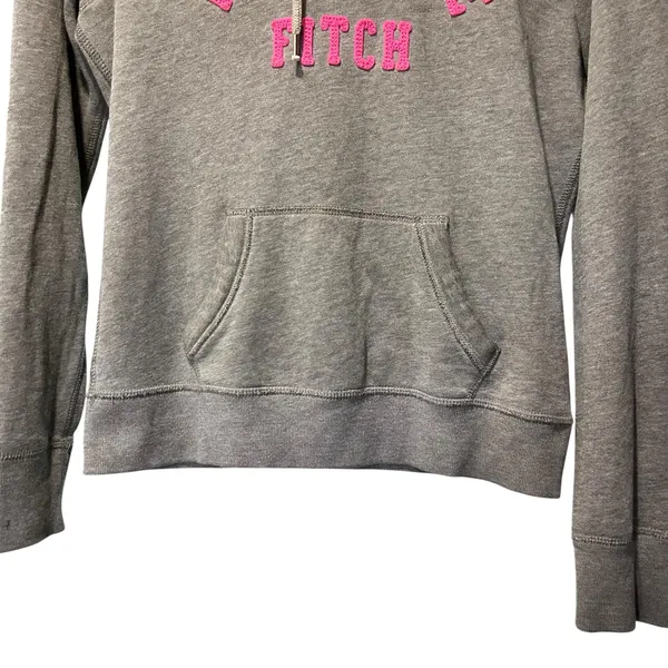Abercrombie & Fitch Women Hoodie Boho Y2K Casual Gray Pink Logo Size M - Image 4
