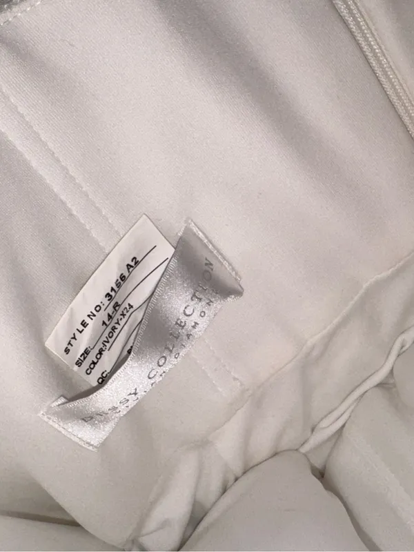 NEW Dessy Collection 3D Floral Embroidered Ivory Gown sz 14 - Image 5