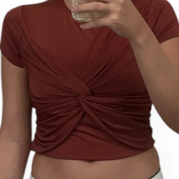 Express Terracotta Twist-Front Blouse - Image 3