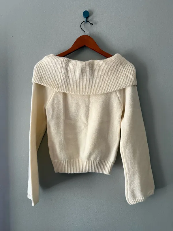 SheIn Off Shoulder Fold Over Sweater - Image 2