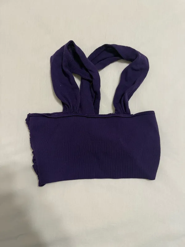 Zara Purple Twist-Front Bow Tie Crop Top - Image 3