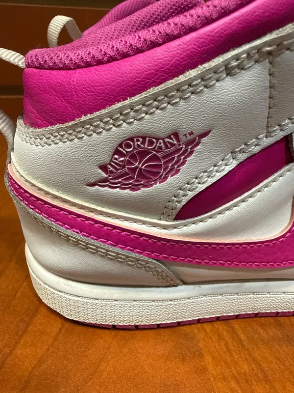 Nike Air Jordan 1 Mid Youth Size 2.5Y / Women’s 4 Pink White Sneakers - Image 5