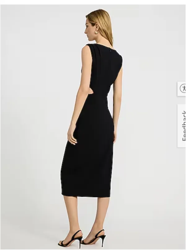 Zara Black Sleeveless Midi Dress with Decorative Ring Cutout - Image 3