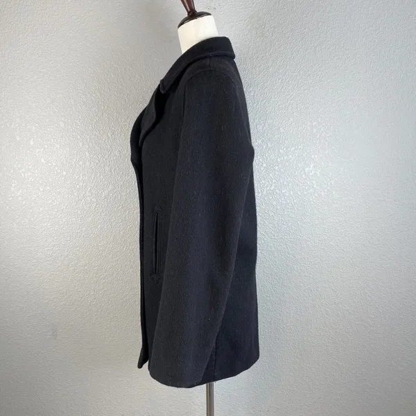 Marvin‎ Richards Vintage Over Coat Peacoat Size 6 Black Wool Anchor Buttons USA - Image 5