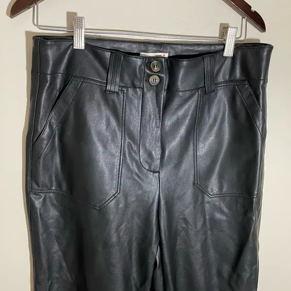 Anthropologie The Naomi Wide Leg Flare Pants Faux Leather - Image 3