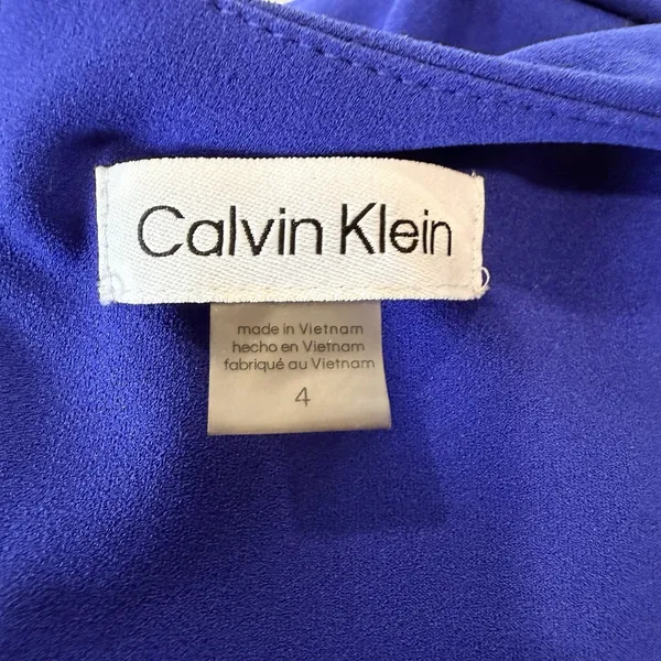 Calvin Klein Royal Blue Tulip Sleeve Stretch Crepe Sheath Dress Size 4 - Image 12