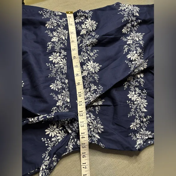 Tommy Hilfiger Women's Size M Navy Floral 100% Cotton Wrap Dress Midi Sleeveless - Image 6