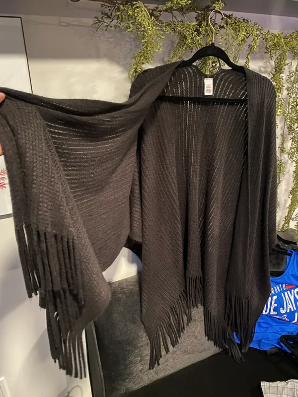 No Boundaries Black Sweater Shawl - Image 2