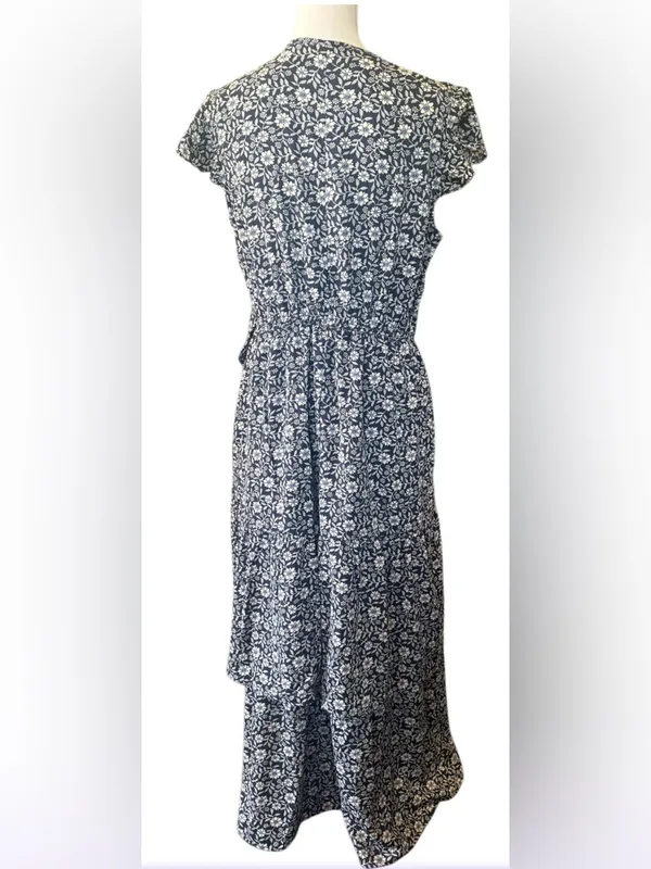 MELLODAY Navy & White Floral Tie-Waist Midi Dress - Image 2