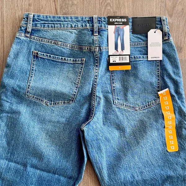 Express Straight Leg Ankle Jeans Braid Trim Casual Medium Wash NEW Women Sz 12 - Image 9