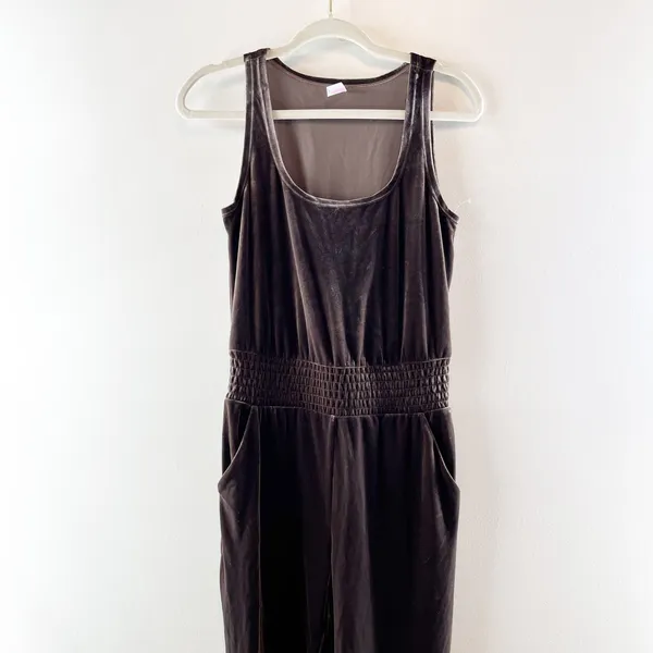 Commando Greige Velvet Velour Sleeveless Tank Jogger Jumpsuit Brown XS - Image 5