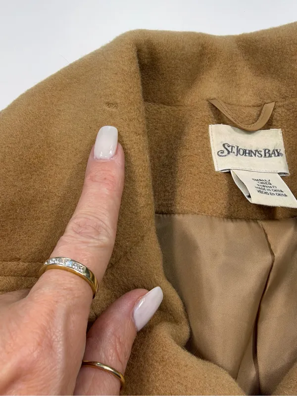 Banana Republic Cashmere and Wool Blend Tan Double-Breasted Pea Coat Size Small - Image 12
