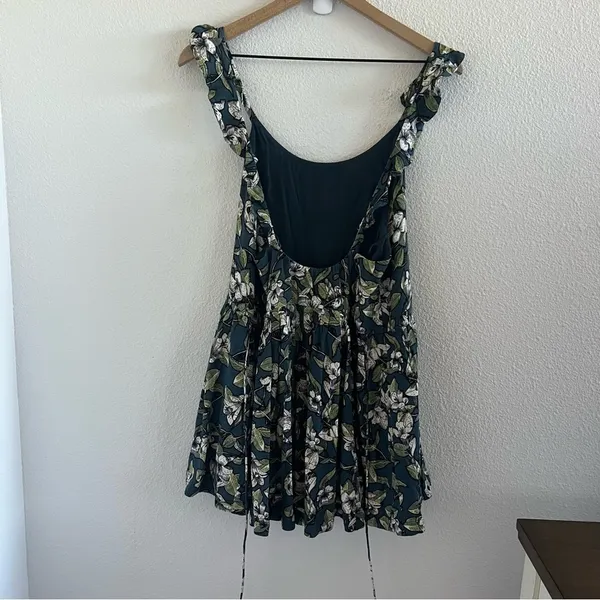 Free People Floral Green Mini Dress Tunic Top XS - Image 2