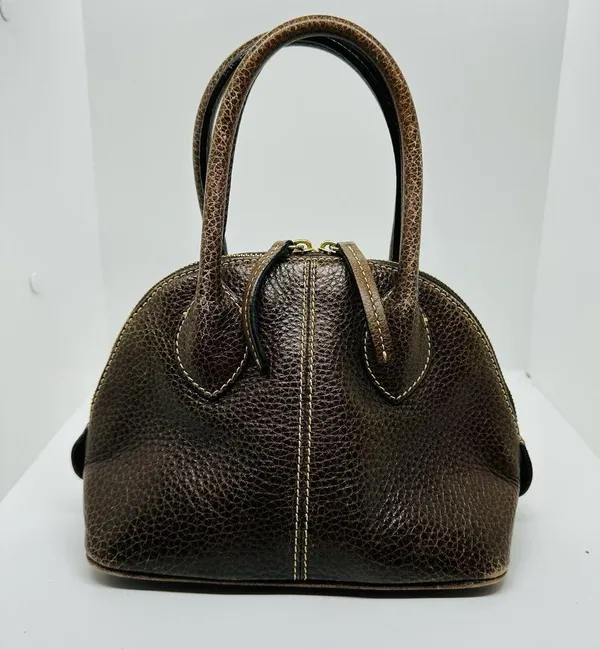 Vintage Dooney & Bourke Chocolate Brown Dome Zipper Closure Satchel Size Small - Image 15