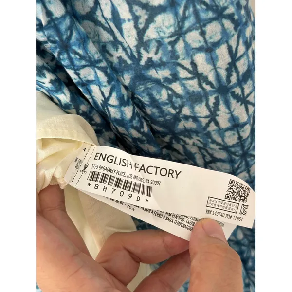 English Factory Mini Blue Dress Square Neck Size Medium Tie Front NEW - Image 8