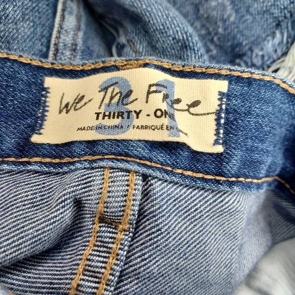 We The Free Blue Jean Shorts Distressed Frayed Hem - Image 9