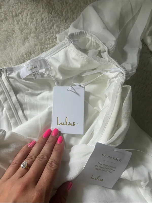 Lulus Adorna White Off-the-Shoulder Maxi Dress Size Small NWT Wedding Beach - Image 6