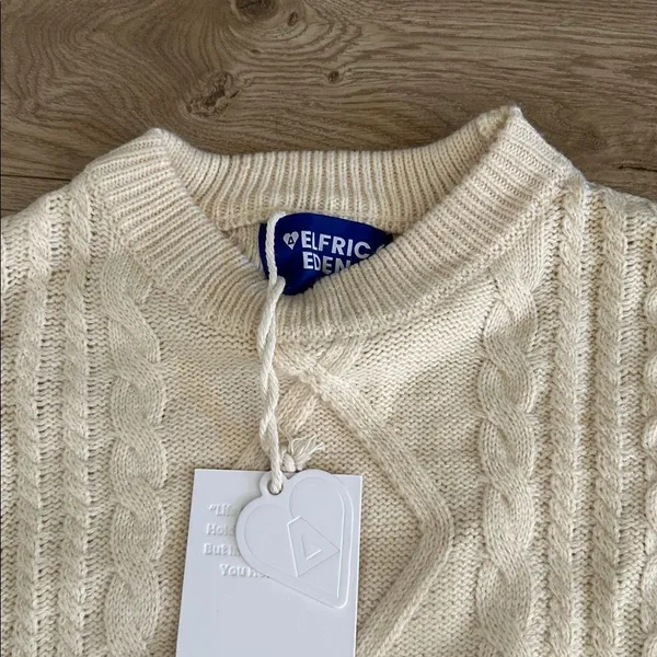 AELFRIC EDEN SOLID CABLE STITCH SWEATER, Cream, Size XS,NWT - Image 4