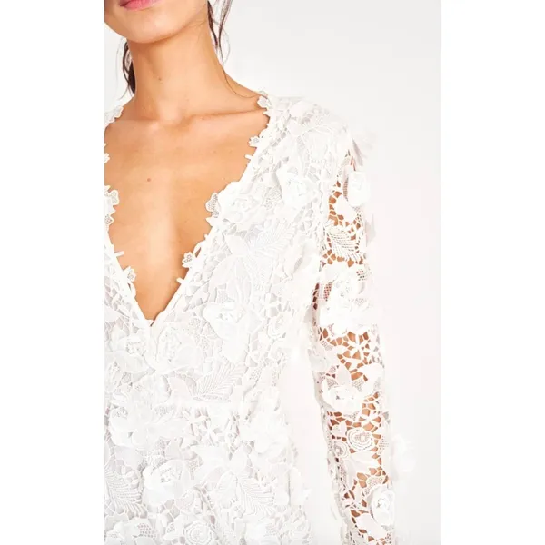 LoveShackFancy Sylvester Bridal‎ Lace Gown White Size 4 NWT - Image 12