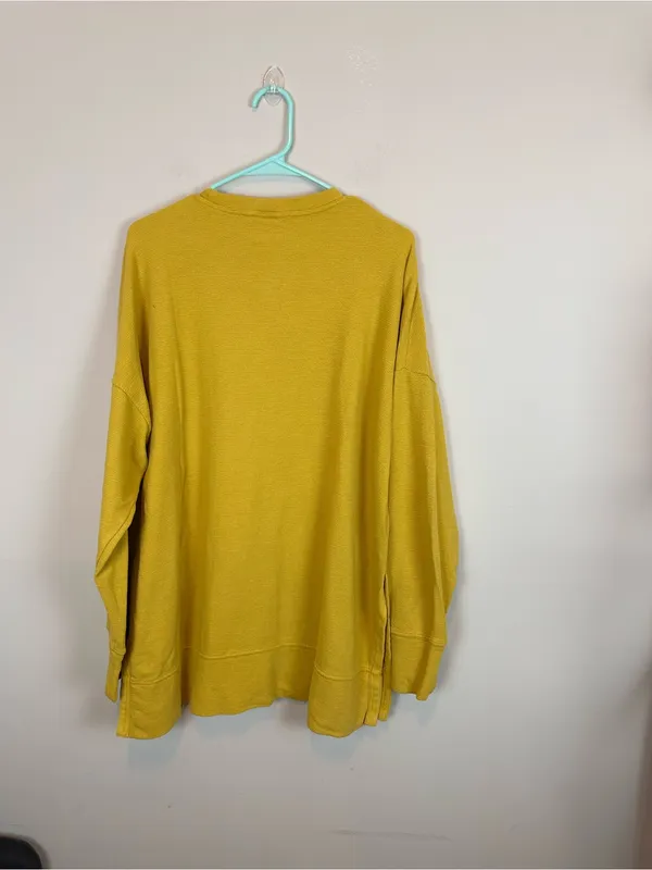 Aerie Oversized Crewneck Golden Mustard Yellow Tunic Sweater Size Large - Image 7