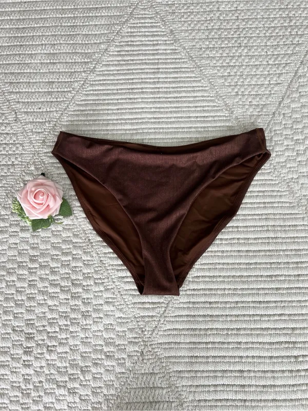 Nuuds Women's Shimmery Brown Low rise Bikini Bottoms Size M - Image 2