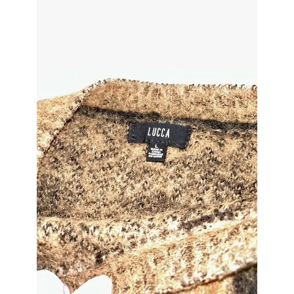 LUCCA Long Sleeve Crew Neck Brushed Knit Animal Print Sweater Size L - Image 5