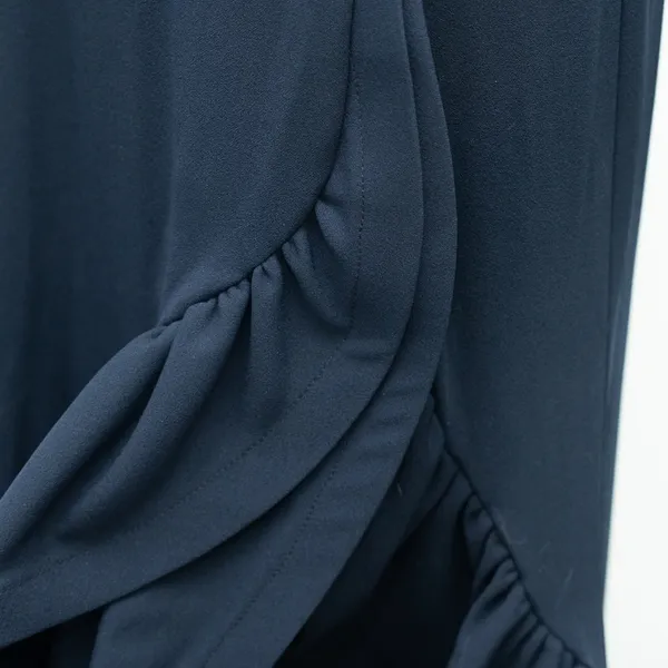 Betsy‎ & Adam Arielle Scuba Crepe Ruffle Slit Gown Navy Size 2 - Image 7