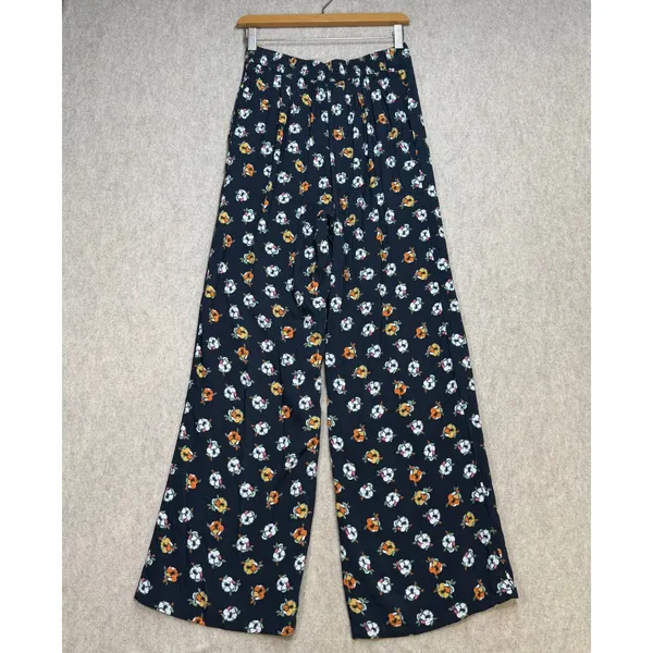 Caralyn Mirand x The Drop Navy Floral Print Wide‎ Leg Viscose Pants Small Boho - Image 2