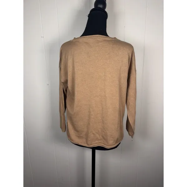Pact Women's Medium Organic Cotton Lightweight Crewneck Sweater Tan Brown - Image 3