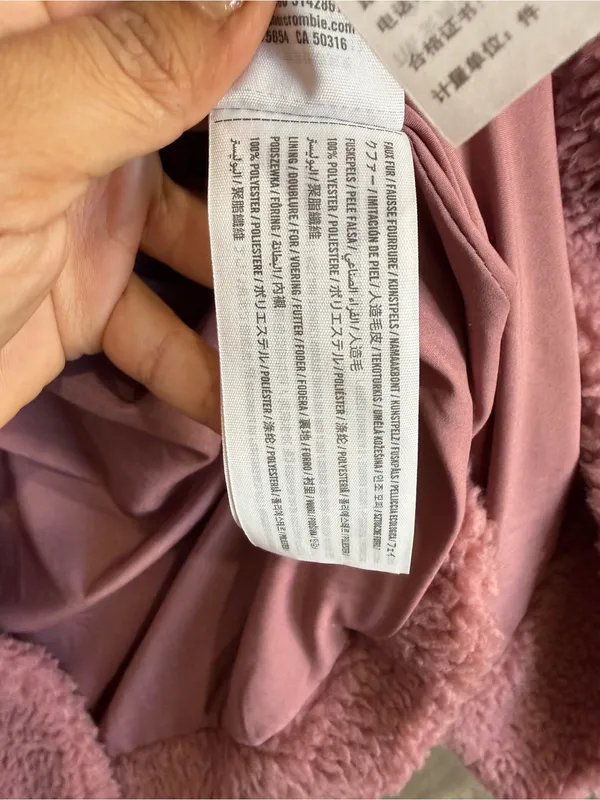 Abercrombie & Fitch Pink Teddy Sherpa Coat Xs Faux Fur Quiet Luxury Winter - Image 8