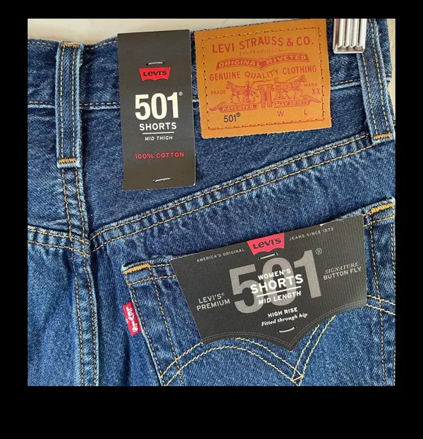 Levi's 501 Mid Thigh High Rise Raw Hem Shorts/Sz:28/NWT - Image 11