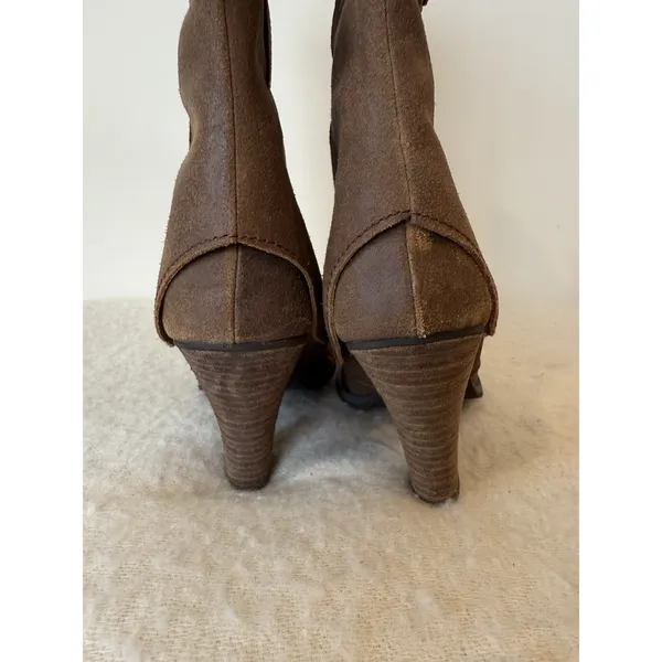 Western Mid-Calf Pull On Brown Leather Boots US 8 Boho Cowgirl Festival - Image 7