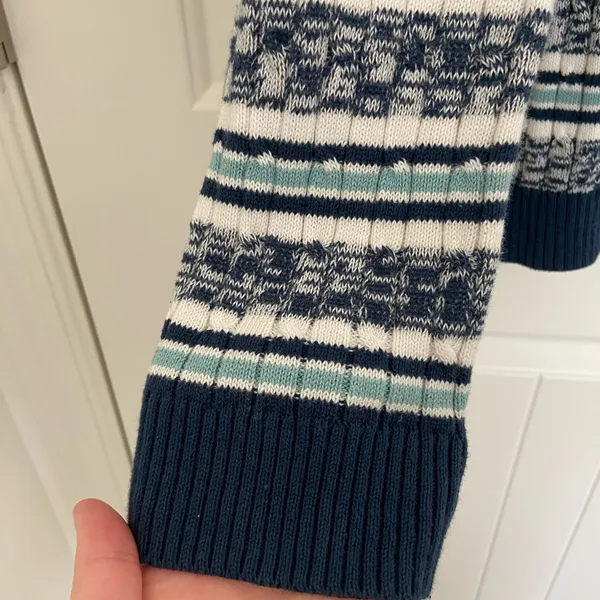 NWOT Croft & Barrow women’s blue teal striped‎ v-neck soft knit sweater large - Image 3