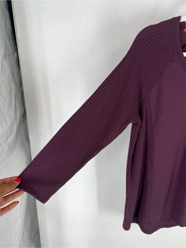 DB Sunday Purple Mixed‎ Knit V-Neck 3/4 Sleeve Top Size M - Image 3