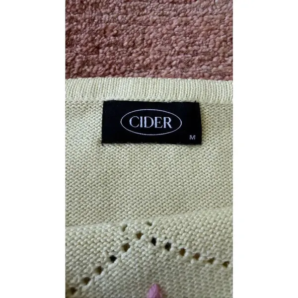 Cider Knit Tie Strap Crop Top Floral Embroidered Yellow Size M - Image 2