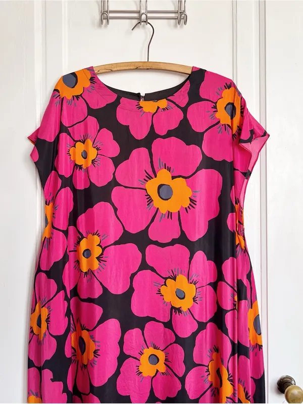 Free People • Blossom Maxi Dress black floral silk pink orange flowy Night Combo - Image 3