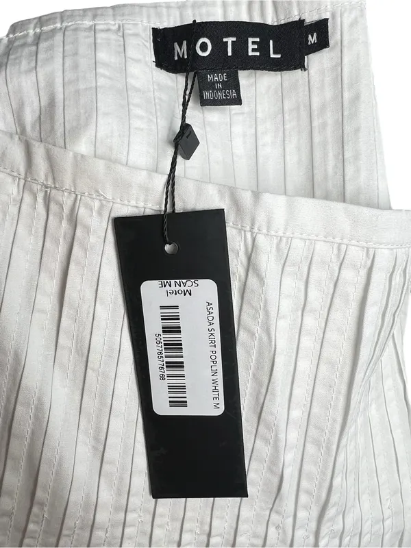 Motel Rocks Asada Pleated Waist Midi Skirt In Poplin White Size Medium NWT - Image 9
