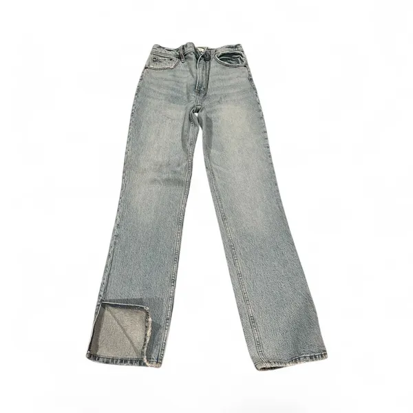 Abercrombie & Fitch 90’s Straight Leg Ultra High Rise Light Blue Jeans Side Vent - Image 3