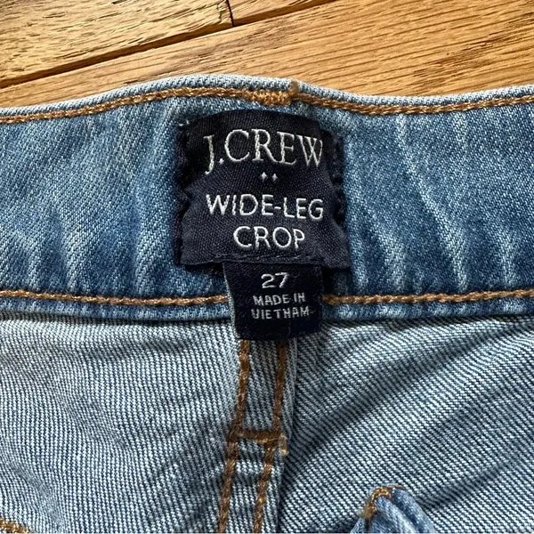 J. Crew Wide Leg Crop Jean Raw Hem Womens 27 Blue Style BX560 - Image 6