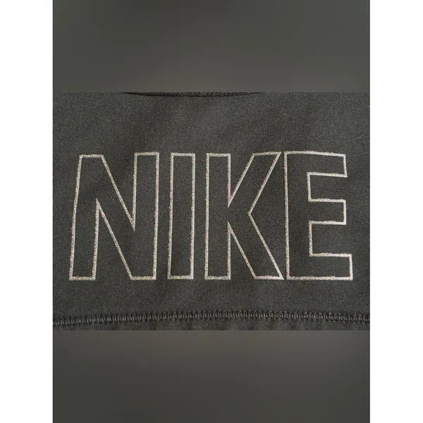 Nike Dri-FIT Women's Swoosh Graphic Sports Bra - Black/Silver Glitter , Size XS - Image 2