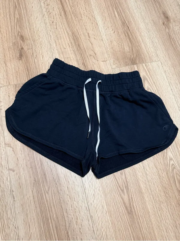 Champion Women's Soft Touch Shorts S Black Dolphin Hem Drawstring Lounge - Image 2