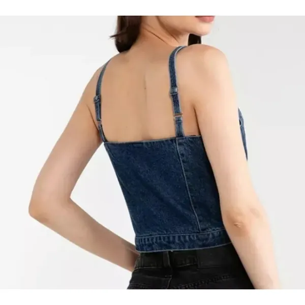 Harley-Davidson Denim Jean Cool Blue Bustier Tank Top Size S - Image 5