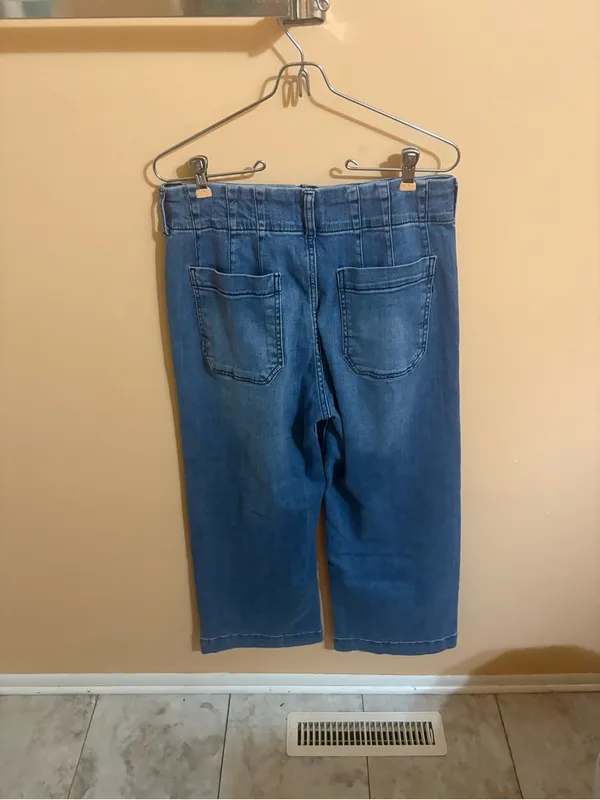 Anthropologie Maeve Colette Wide Leg Cropped Medium Wash Jeans - Image 6