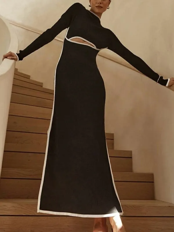 DISSH Binding Black Long Sleeve Knit Maxi Dress Size Large NWT - Image 4