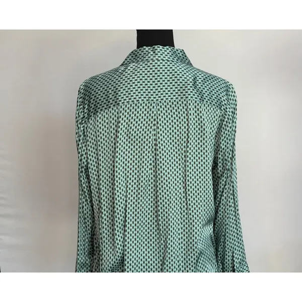 J. Jill Womens XL Green Geometric Print Button-Down Blouse 55% Viscose 45% Rayon - Image 3